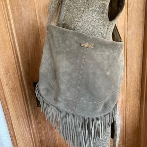 UGG Gray Suede Fringed Shoulder Bag - Picture 1 of 7